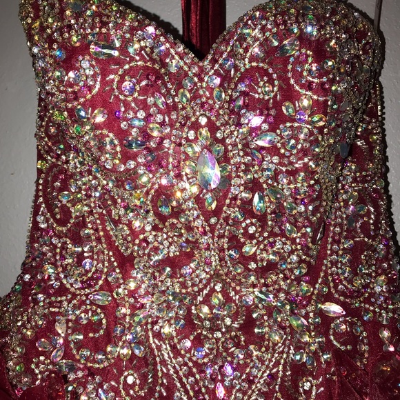 Wine/red Quinceañera dress - Picture 3 of 4